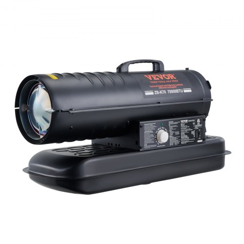 

VEVOR Chauffage à Air Pulsé au Kérosène Diesel, 70000 BTU, Chauffage d'Appoint Portable, Contrôle du Thermostat, Réservoir 19 L, pour Maison, Chantier, Industrie, Ateliers, Intérieur, Extérieur, Noir