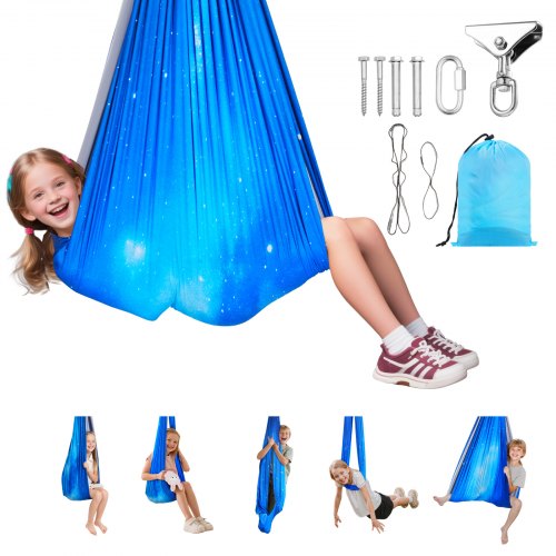 

VEVOR Hamac de Yoga Aérien Sensoriel, Kit Balançoire de Yoga Inversion Danse Aérienne avec Capacité de Charge 136 kg, Hamac en Nylon Double Couche, Pivotant à 360°, pour Pilates Gym Maison, Bleu