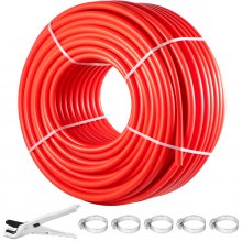 VEVOR Tube PEX-B Sans Barrière Oxygène 2,54cm x 152,4m Conduite Flexible Rouge
