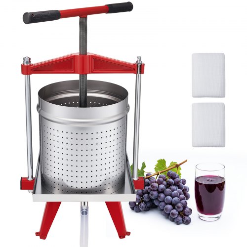 

VEVOR Pressoir à Fruits Manuel 15 L, Presse à Vin en Acier Inoxydable, pour Fabrication de Cidre Jus Raisin Pomme Légumes Ferme Cuisine, Presse Fruits avec Poignée en T, Traverse et Sacs Filtrants