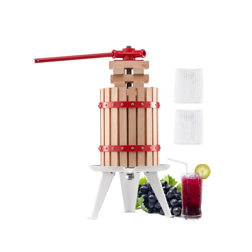 

VEVOR Pressoir à Fruits Manuel 6 L, Presse à Vin avec Panier en Bois Massif avec 8 Blocs, Presse-agrumes avec Poignée, Presse à Jus, Raisin, Cidre de Pomme, Miel pour la Cuisine et la Maison