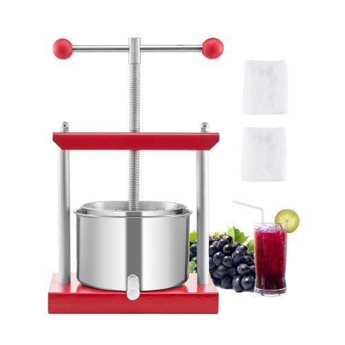 

VEVOR Pressoir à Fruits Manuel Capacité 3 L, Presse à Vin avec 2 Barils en Acier Inoxydable, avec Poignée en T, Nettoyage Facile, Presse à Jus, Raisin, Cidre de Pomme pour la Cuisine et la Maison