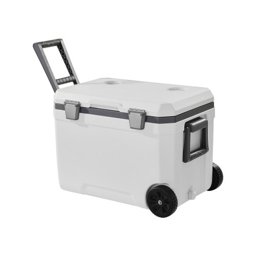 

VEVOR Glacière Rigide Isotherme de 45 QT 43 L, Réfrigérateur Portable sur Roulettes, Sac Isotherme avec Rétention de Glace, avec Poignées Robustes et Porte-gobelet, pour Pique-niques, Camping, Voyages