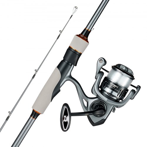 

VEVOR Kit Canne et Moulinet Compact, Ensemble de Pêche pour Pêcheurs Droitiers et Gauchers, Canne 1,98 m en 2 Parties en Fibre de Verre et Fibre de Carbone IM6, Enrouleur 6+1 Roulements à Billes