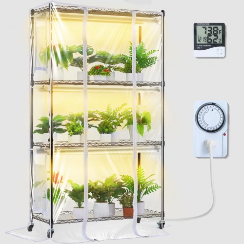 

VEVOR Support Étagère Porte Plantes Serre Lampe Culture 4 Niveaux 180 W 150 cm