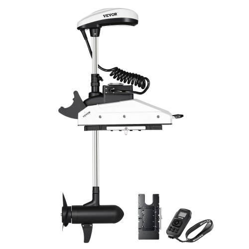 

VEVOR Moteur de Bateau de Pêche à la Traîne, Poussée 25 kg,​ Moteur Hors-bord Électrique 12 V avec GPS, Tige 1370 mm, 10 Vitesses, Télécommande, Indicateur de Batterie LCD, pour Kayak, Eau Douce Salée