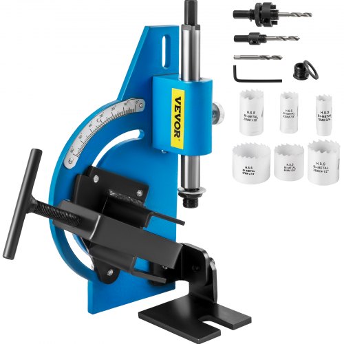 VEVOR Grugeuse à Tube 0-60° Encocheuse de Tubes 9 PCS Encocheuse à Scie Cloche 19-57 mm, Machine de
