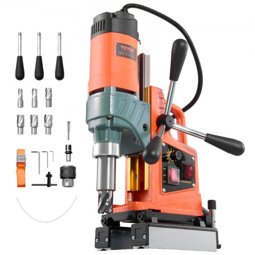 

VEVOR Perceuse Magnétique 1400 W, Perceuse à Colonne 10000 N, Diamètre d'Alésage 50 mm, Vitesse 0-850 tr/min, Sens de Rotation Réversible, 6 Forets, pour Surfaces Métalliques, Rénovation Résidentielle