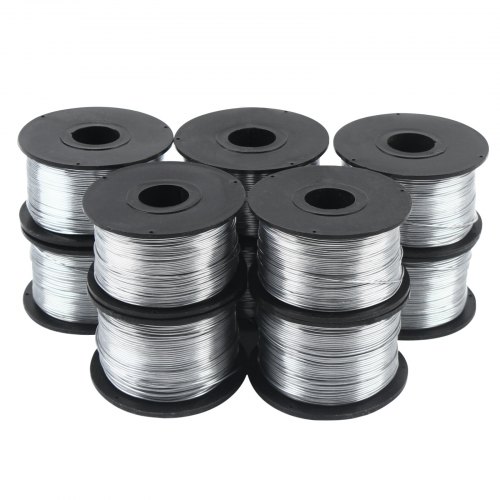 VEVOR Câble en Acier Inoxydable à Faible Teneur en Carbone 0,8 mm Câble Métallique 10 Bobines Fil d'Attache Reliure Malléable 110 m 21 kg pour le Treillis Tissé, l'Artisanat, l'Emballage des Produits