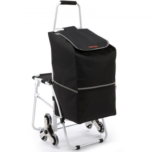 VEVOR Chariot Monte Escalier de Courses Pliable 50 L avec Sac et Siège à Étanches