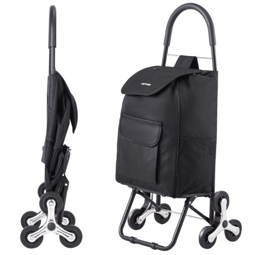 

VEVOR Chariot Monte Escalier Courses Pliable 6 Roues Sac de Rangement 36 L Noir