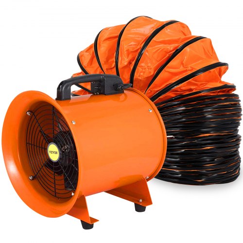 VEVOR Ventilateur de Cylindre Diamètre du Ventilateur 300 mm, Ventilateur Industriel 520 W Tuyau 10 m, Extracteur de Conduit Aérateur d'Air Débit d'Air 3900 m3/h, Extracteur d'Air Vitesse 2800 tr/min