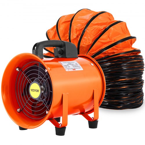 VEVOR Ventilateur De Cylindre 8 pouces/200 mm, Ventilateur Industriel 230 W, Avec le conduit de 10M en PVC, Pour les ateliers, les cabines de soudage, les usines, les laboratoires, les combles