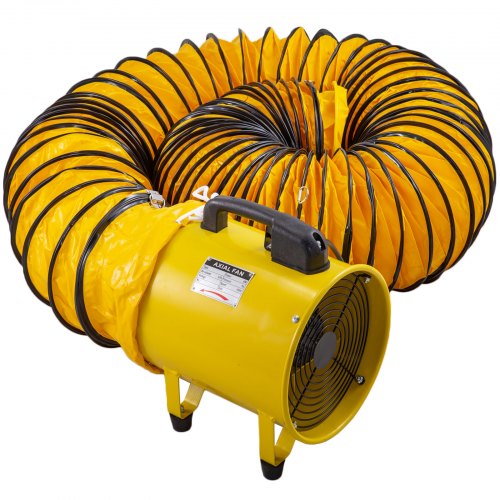 VEVOR Ventilateur de Cylindre Diamètre du Ventilateu, Ventilateur Industriel, Extracteur de Conduit Aérateur d'Air Débit d'Air (10 in / 320 W / Tuyau 10 m)