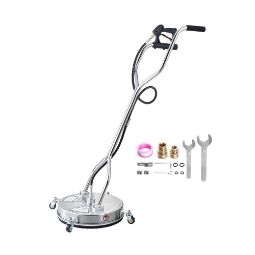 

VEVOR Nettoyeur de surface pour nettoyeur haute pression 465 mm, accessoire nettoyeur sol en acier inox sur roues, 275 bar max. connecteur 0,95 cm 2 buses pulvérisation double poignée pour béton patio