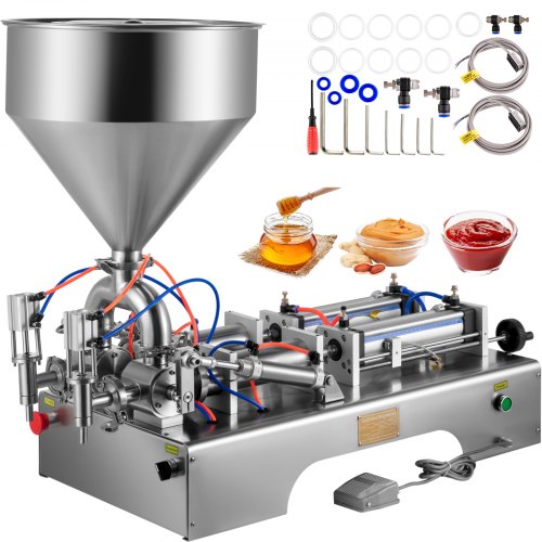 Vevor Machine De Remplissage De Pâte Liquide Pneumatique Double Buse 50-500 Ml