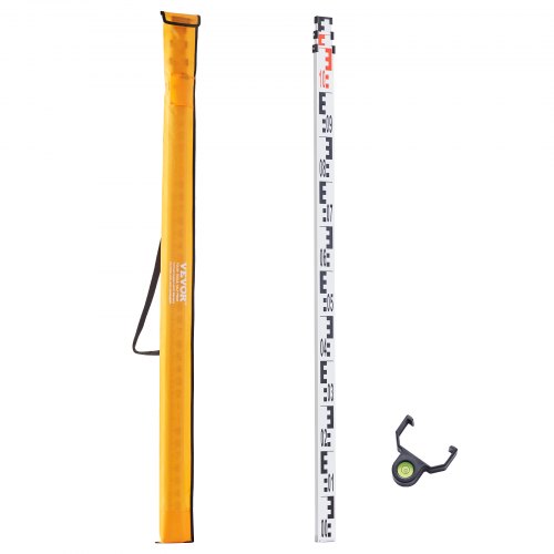 

VEVOR Tige de mesure télescopique métrique 3 m, mire télescopique de mesure double face en cm/mm règle en alliage d'aluminium avec niveau à bulle et sac de transport pour mesurer maisons, murs, sols