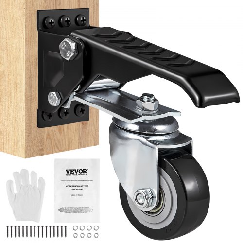 VEVOR Roulettes d'Établi Lot de 4 Roulettes Pivotantes Industrielles 63,5 mm Capacité de Charge 74,8
