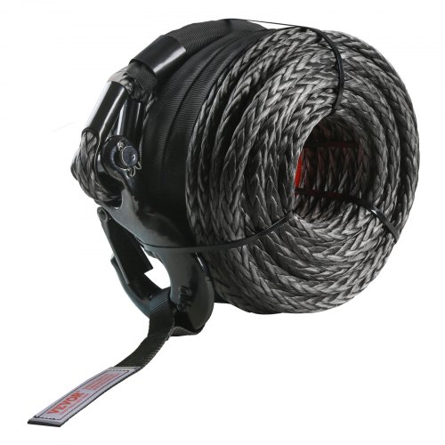 

VEVOR Corde de Treuil 9,5 mm x 30,5 m Câble Synthétique Résistance Rupture 117,9 kN avec Manchon de Protection, Crochet de Treuil Forgé, Sangle Traction pour SUV, Grand Véhicule Tout-terrain, Camion