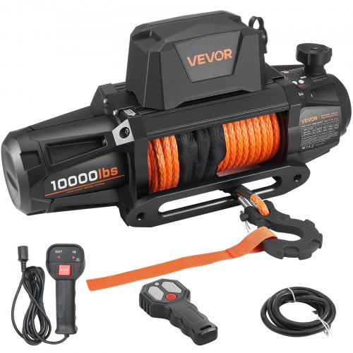

VEVOR Treuil Électrique 12 V CC 4500 kg avec Corde Synthétique Φ 8,9 mm x 27,4 m, Télécommande sans Fil et Filaire, Étanchéité IP68, pour Remorquage SUV, Jeep, Remorque, Bateau, Véhicule Tout-terrain