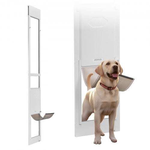 

VEVOR Chatière pour Chien et Chat pour Porte Coulissante en Verre, Porte pour Animaux de Compagnie Hauteur Réglable 2311-2439 mm, Trappe pour Chien avec Battant Taille L de 260,4x412,8 mm, pour Maison