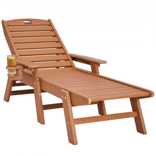 

VEVOR Bain de Soleil, Capacité de Charge 181 kg, Chaise Longue Jardin PEHD, avec Dossier Réglable sur 6 Positions, Accoudoir, Porte-gobelet, pour Extérieur, Piscine, Terrasse, Patio, Pelouse, Marron
