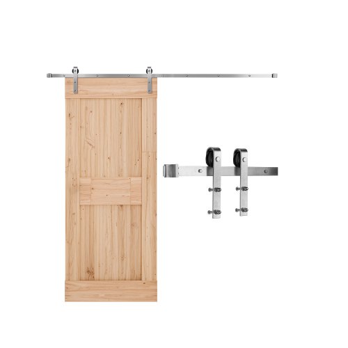 

VEVOR Kit Quincaillerie de Porte Grange Coulissante Simple, 244 cm, Rail Durable Rouleau J, Finition Nickel Brossé, 150 kg, pour Portes 1066,8-1219,2 mm Largeur 34,92-44,45 mm Épais, Porte Non Incluse