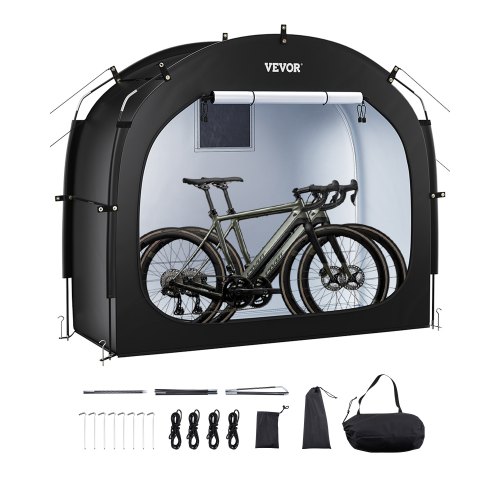 

VEVOR Abri à Vélo pour 1-2 Vélos Tente de Rangement Spacieuse Étanche, Fenêtre Ventilée, Poteaux Fibre de Verre, Double Fermeture Éclair, Tissu Oxford, Porte Simple, Facile à Installer, pour Extérieur