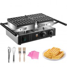 Vevor Gaufrier Revêtement Antiadhésif Appareil à Gaufre Pour 2 Goffres 1600 W