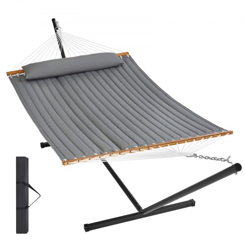 

VEVOR Hamac pour deux personnes avec support, capacité 217 kg, hamac double support en acier de 12 pi et sac de transport portable et oreiller, hamac autoportant pour terrasse extérieure, cour, plage