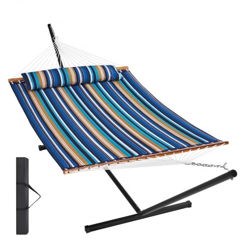 

VEVOR Hamac pour deux personnes avec support, capacité 217 kg, hamac double support en acier de 12 pi et sac de transport portable et oreiller, hamac autoportant pour terrasse extérieure, cour, plage