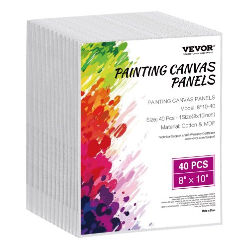 

VEVOR Toile blanche pour peinture, lot de 40, toile à peindre, 203x254 mm, tableau en toile pour la peinture pour croquis, peinture acrylique et à l'huile, aquarelle, pour enfants et professionnels