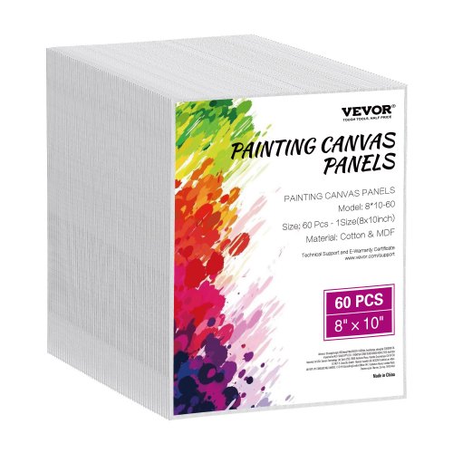 

VEVOR Toile blanche pour peinture, lot de 60, toile à peindre, 203x254 mm, tableau en toile pour la peinture pour croquis, peinture acrylique et à l'huile, aquarelle, pour enfants et professionnels