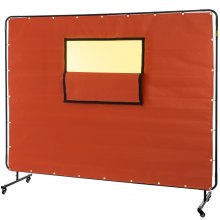 VEVOR Rideau de soudure, 1,8 x 2,4 m, écran de soudage avec cadre en métal et 4 roues, fibre de verre ignifuge avec fenêtre transparente, pour atelier, site industriel, rouge