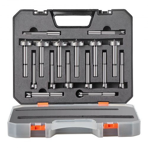 

VEVOR Mèche Forstner 16PCs Coffret Mèche à Façonner Ø 6-41 mm Longueur 60 mm Jeu de Foret Forstner en Acier au Carbone HRC48-51 Accessoire pour Perceuse Perçage dans Bois Dur Contreplaqué Menuiserie
