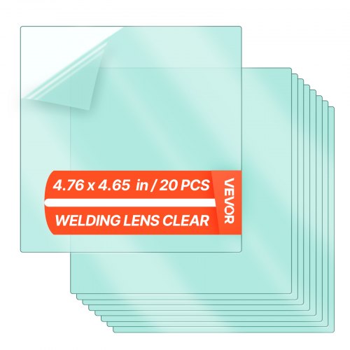

VEVOR Lentille de Protection Extérieure pour Casque de Soudage, 20 PCS, Verre de Protection Transparent 121 x 118 mm Compatible avec Casques de Soudage à Obscurcissement Automatique VEVOR CRIUS/METIS