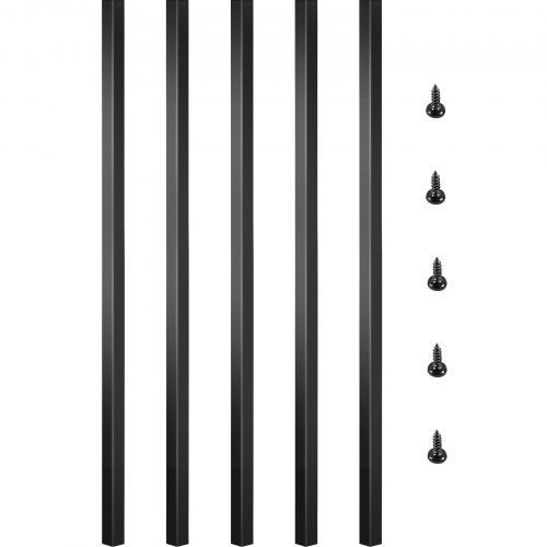 VEVOR Balustres Terrasse 66 x 1,9cm 101 PCS, Barres Garde-Corps Alliage Aluminium Barreaux de Sécurité Carrés Rampe Rambarde Balustrade Accessoires Installation pour Terrasses Balcon