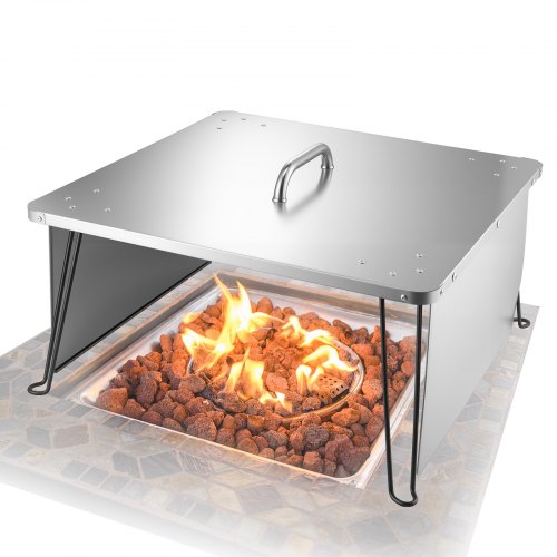 

VEVOR Déflecteur de Chaleur pour Foyer 64,5 x 64,5 x 37 cm, Diffuseur de Chaleur Carré pour Brasero à Bois, Acier Inoxydable, avec 4 Pieds Pliables, Poignée, Pare-chaleur de Brûleur, pour Feu de Camp