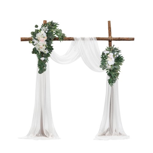 

VEVOR Kit Fleurs Artificielles pour Arche de Mariage avec 2 Bouquets de Fleurs, 2 Rideaux Translucides, pour Décoration de Célébrations Cérémonie, de Toile de Fond de Réception, Événements, Blanc