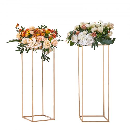 VEVOR 2PCS Support de Fleurs de Mariage 80 cm Porte-fleurs Métal Doré Centre de Table Mariage Vase G