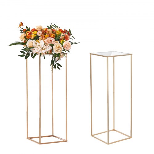 VEVOR 2PCS Support de Fleurs de Mariage 80 cm Porte-fleurs Métal Doré Centre de Table Mariage Vase G