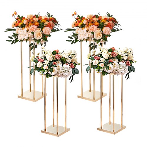 VEVOR 4PCS Support de Fleurs de Mariage 80 cm Porte-fleurs Métal Doré Centre de Table Mariage Vase G