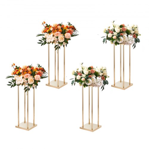 VEVOR 4PCS Support de Fleurs de Mariage 60 cm Porte-fleurs Métal Doré Centre de Table Mariage Vase G