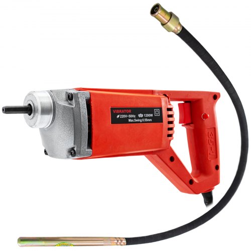Vibreur à Béton électrique 120w + Aiguille Vibrante 200 Cm 5000vpm Rouge