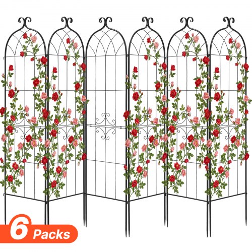 

VEVOR Treillis de Jardin Métal 52,5x180 cm Support de Plante Grimpante Lot de 6 Treillis pour Rosiers, Tomates, Concombres, Fleurs Légumes Grimpants, avec Revêtement en Poudre, Système de Verrouillage