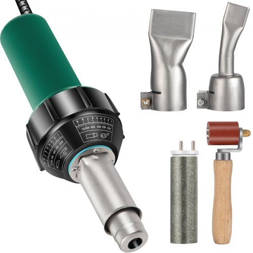 VEVOR Pistolet à Air Chaud de Soudage 1600 W Torche de Soudage à Air Chaud avec 2 Buses Pistolet de Soudage PVC Réglable 40-600°C 1 Noyau Chauffant Soudage Réparation Sol Toit en Plastique PVC PP PE