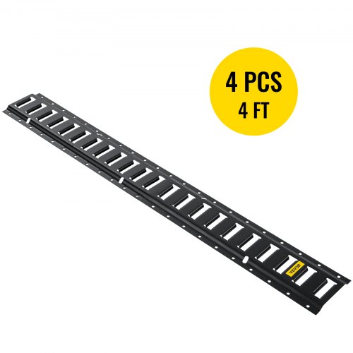 VEVOR E-Track Kit d'Arrimage 4 Pièces Rails d'Arrimage Noir 1,22 m, Universels Rails E-Track en Acie