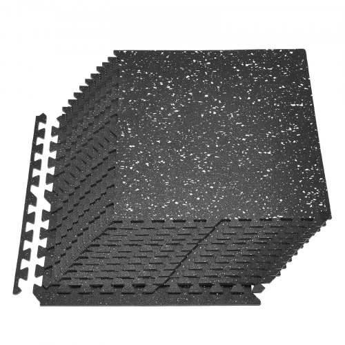 

VEVOR Tapis de Sol Puzzle Fitness 24PCs de 61x61x1 cm, Dalles en Mousse EVA Haute Densité, Protection de Sol pour Salle de Sport Gym Maison et Bureau, Dalles Emboîtables Noires à Points Blancs