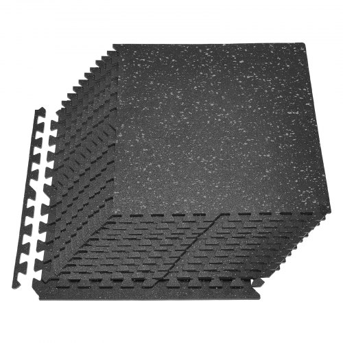 

VEVOR Tapis de Sol Puzzle Fitness 24PCs de 61x61x1 cm, Dalles en Mousse EVA Haute Densité, Protection de Sol pour Salle de Sport Gym Maison et Bureau, Dalles Emboîtables Noires à Points Gris