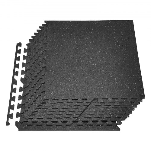 

VEVOR Tapis de Sol Puzzle Fitness 12PCs 61x61x1 cm, Dalles en Mousse EVA Haute Densité, Protection de Sol pour Salle de Sport Gym Maison et Bureau, Dalles Emboîtables Noires avec Points Gris